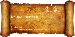 Krupa Henrik névjegykártya
